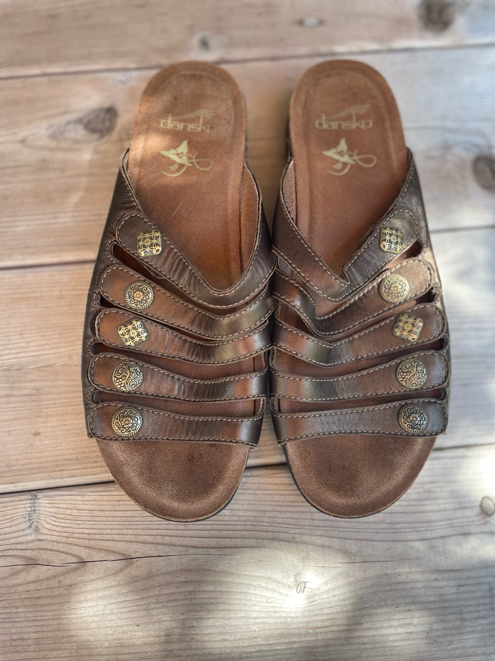 Dansko Janie Brown Leather Slide Sandals EU 41 Boho Comfort Mules